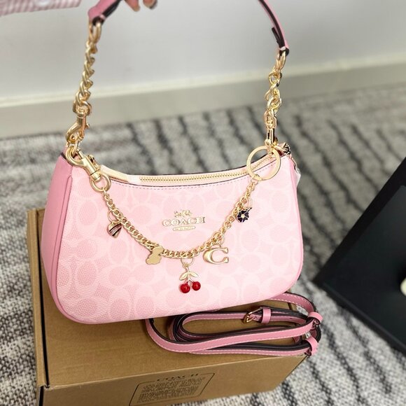 NWT Coach Teri Powder Pink Shoulder Bag CAL51 Crescent Crossbody Purse - Picture 2 of 8